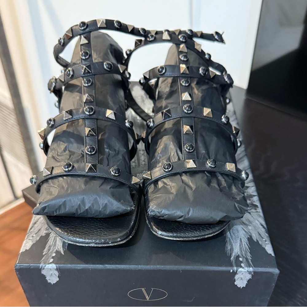 Valentino Black Studded Sandals